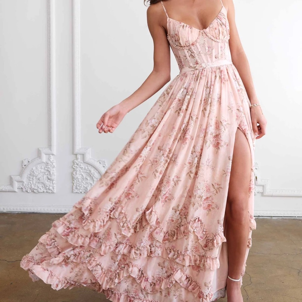 V Chapman Peach Tapestry Carmen Dress- out of stock!!!